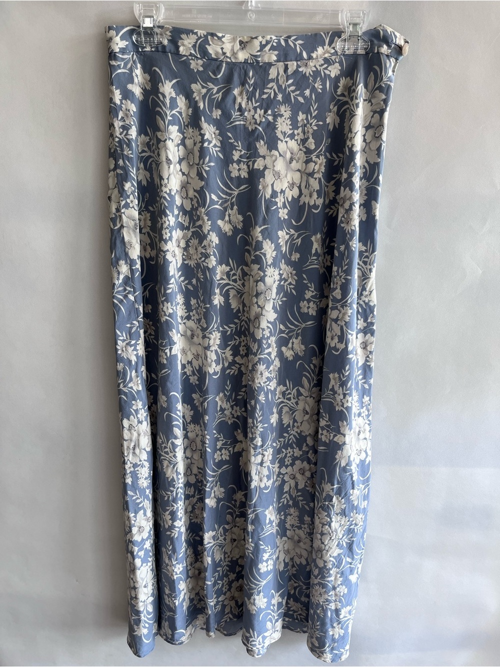 Vintage Blue Silk Floral Maxi Skirt 90’s Y2K